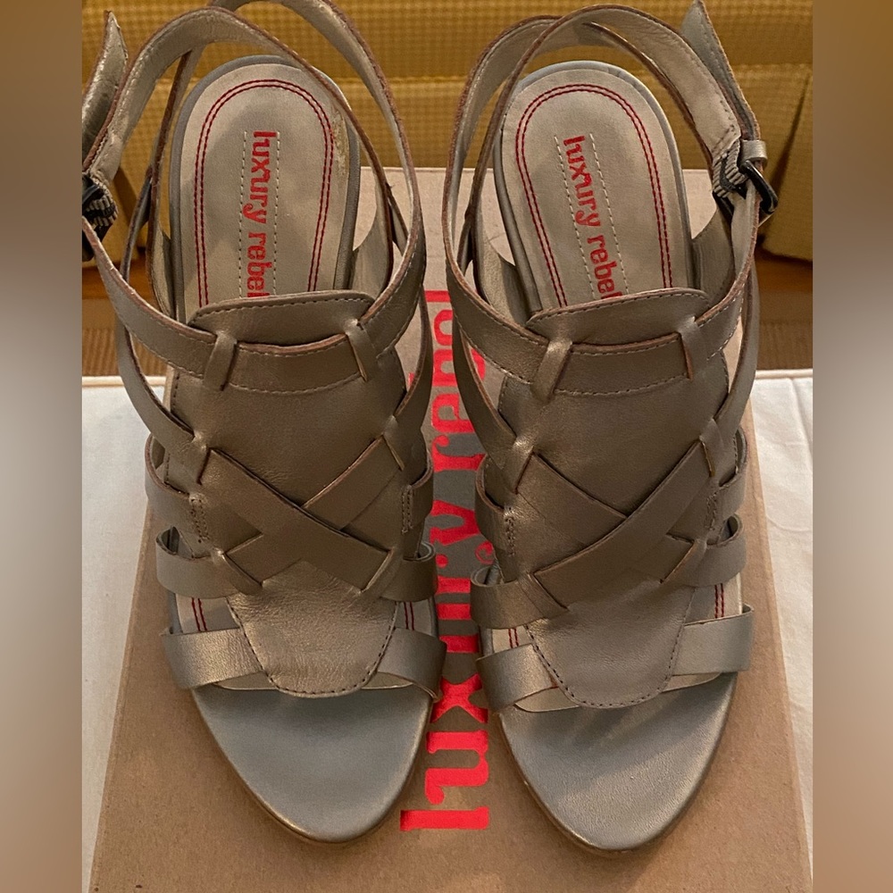 Luxury Rebel Leather Wedge Sandals